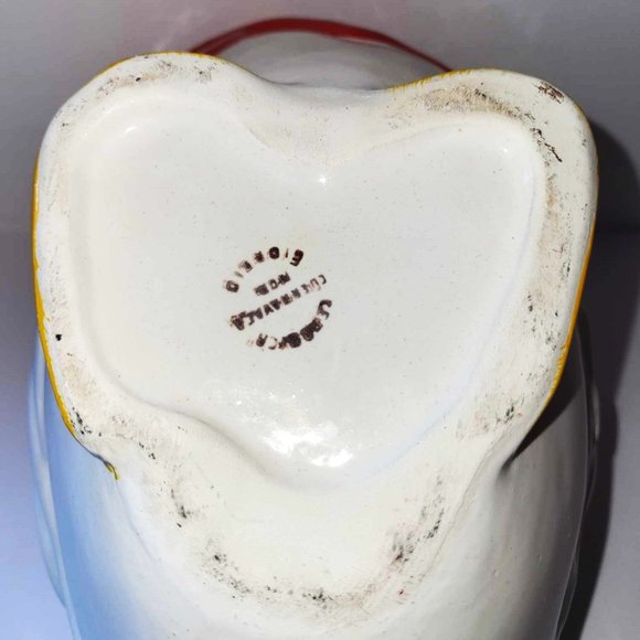 VINTAGE 12" DUCK IN RED TUXEDO COOKIE JAR GREEN BOW TIE HAND PAINTED - Picture 12 of 12